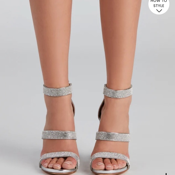 Sparkle Scene Rhinestone Chrome Block Heels - Picture 7 of 7